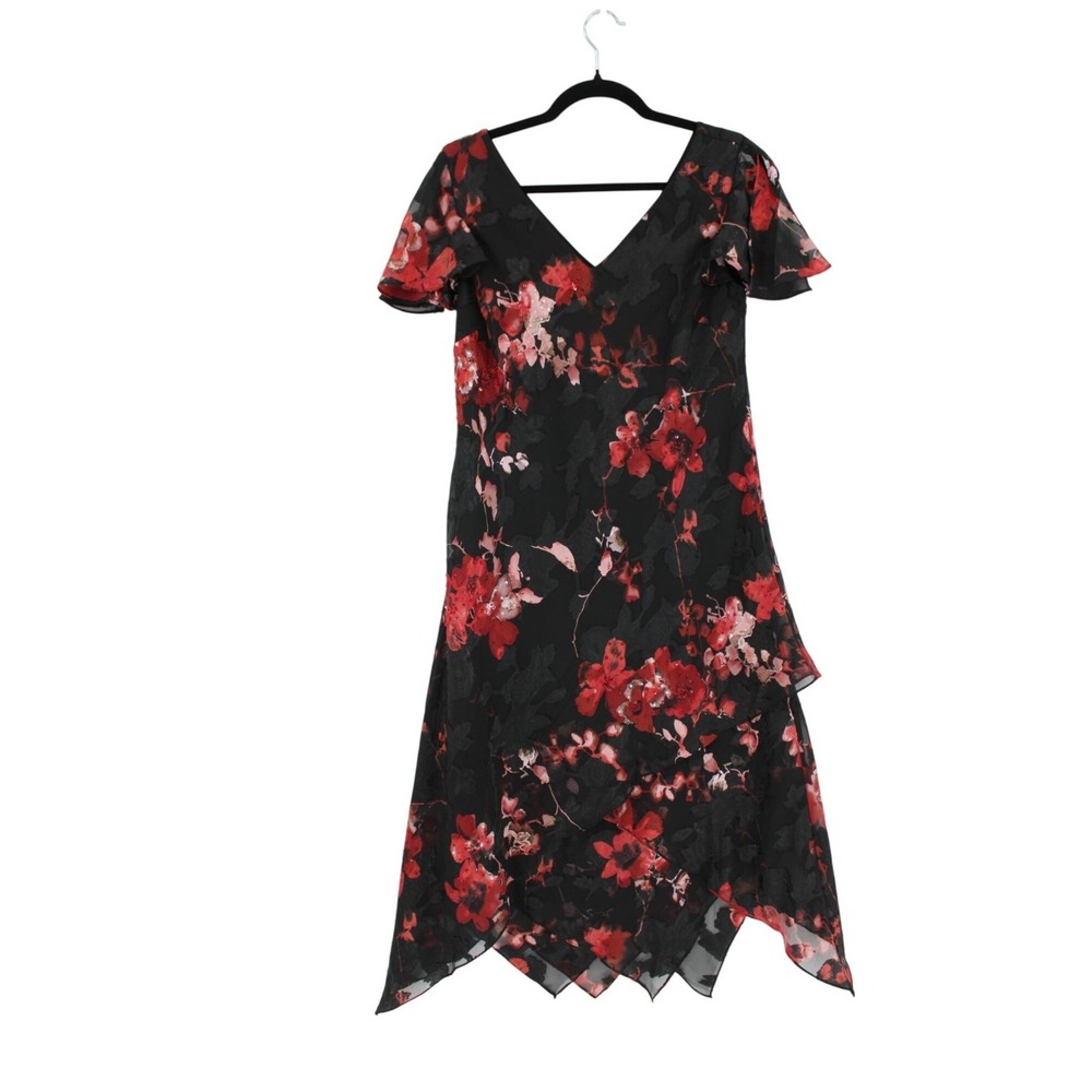 Bella Blue Floral Asymmetrical Hem Dress‎ Size 8 Dark Fairy BloomCore WhimsyGoth
